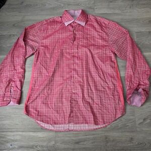ANGELINO Men's Cotton Shirts - Double Collar Red Mens Size‎ Xlarge